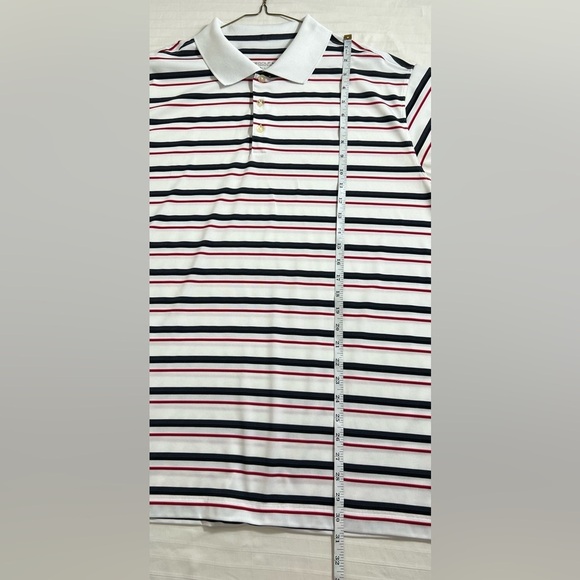 Nike Golf Dri-Fit White Red Black Striped Polo Short Sleeve Shirt XL Q1 - Picture 12 of 13